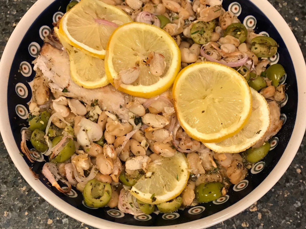 Roast Fish with Cannellini Beans and Green&nbsp;Olives